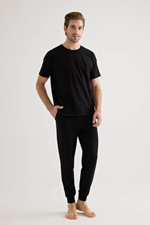 Erkek Pamuklu Kısa Kollu Pijama Üstü