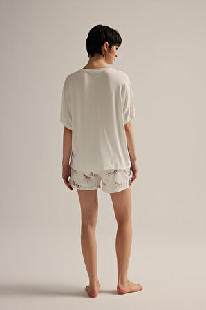 Kadın Pamuklu Kısa Kollu Pijama Üstü