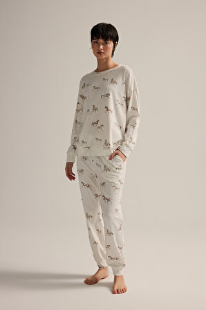 Kadın Pamuklu Cepli Uzun Pijama Altı