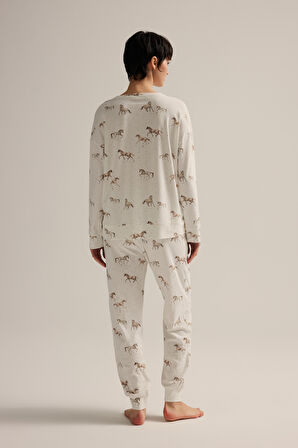 Kadın Pamuklu Cepli Uzun Pijama Altı