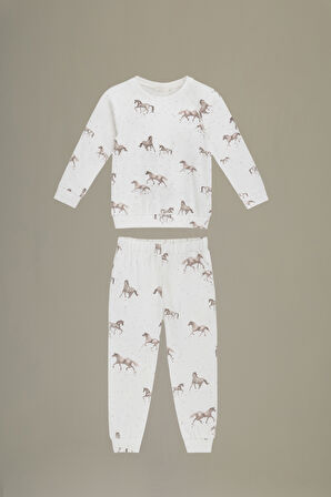 Kız Çocuk Pamuklu Uzun Kollu Pijama Takımı