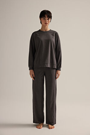 Kadın Pamuklu Uzun Kollu Pijama Üstü