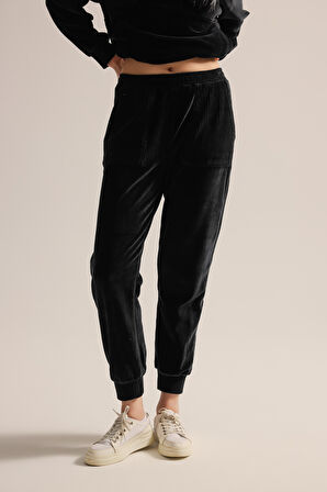 Kadın Pamuklu Kadife Cepli Eşofman Altı