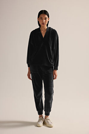 Kadın Pamuklu Kadife İkili Uzun Eşofman Takımı