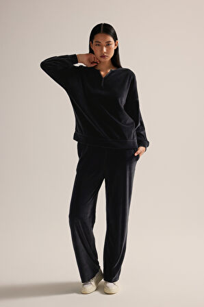 Kadın Pamuklu Kadife Uzun Eşofman Takımı