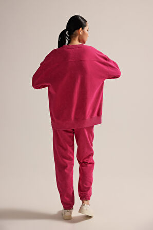 Kadın Pamuklu İçi Tüylü Yıkamalı Sweatshirt