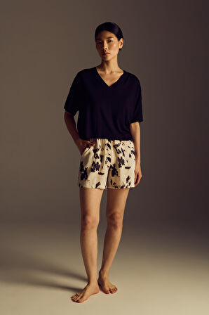 Kadın Modal Pamuklu Kısa Kollu T-shirt