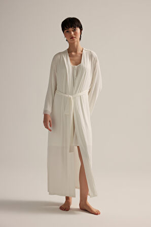 Kadın Viskon Dantel Detaylı Sabahlık