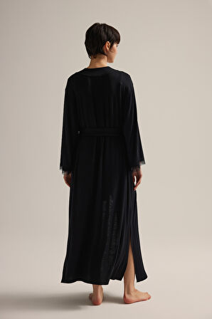 Kadın Viskon Dantel Detaylı Sabahlık