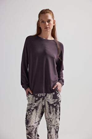 Kadın Modal İki İplik Uzun Reglan Kollu Pijama Takımı