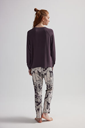 Kadın Modal İki İplik Uzun Reglan Kollu Pijama Üstü