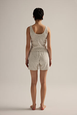 Kadın Pamuklu Kırçıllı Örme Atlet Şortlu Takım