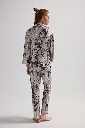 Kadın Viskon Uzun Kollu Gömlek Pijama Takımı