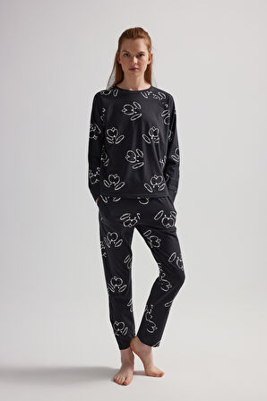 Kadın Pamuklu Cepli Uzun Pijama Altı