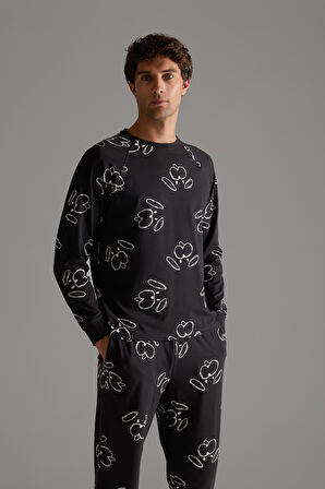 Erkek Pamuklu Reglan Uzun Kollu Pijama Üstü