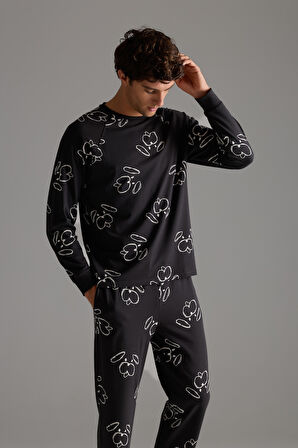 Erkek Pamuklu Reglan Uzun Kollu Pijama Üstü