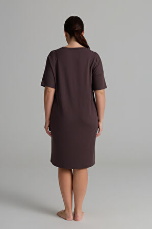 Kadın Plus Size Modal İki İplik Kısa Kollu Elbise
