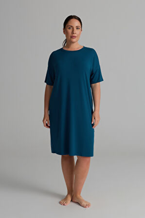 Kadın Plus Size Modal İki İplik Kısa Kollu Elbise