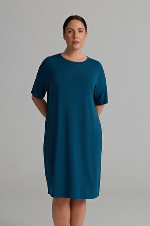 Kadın Plus Size Modal İki İplik Kısa Kollu Elbise