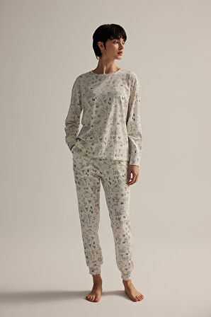 Kadın Pamuklu Uzun Kollu Pijama Takımı