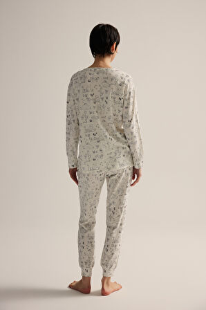 Kadın Pamuklu Uzun Kollu Pijama Takımı