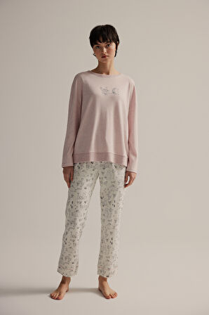 Kadın Pamuklu Uzun Kollu Pijama Takımı