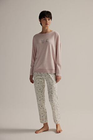 Kadın Pamuklu Uzun Kollu Pijama Takımı