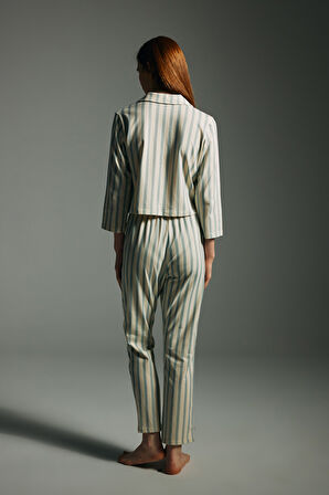 Kadın Pamuklu Uzun Kollu Gömlek Pijama Üstü