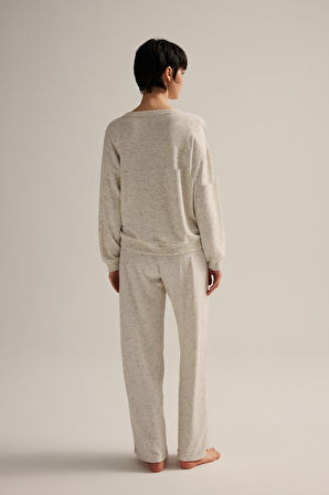 Kadın Pamuklu Kırçıllı Örme Uzun Kollu Takım