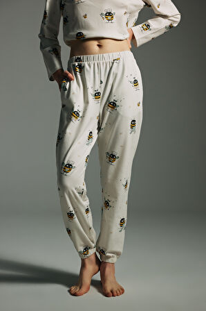 Kadın Pamuklu Cepli Uzun Pijama Altı