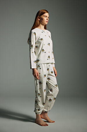Kadın Pamuklu Uzun Kollu Pijama Üstü