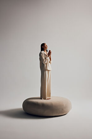 Kadın Dokuma Uzun Kollu Gömlek Pantolon Takım