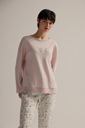 Kadın Pamuklu Uzun Kollu Pijama Üstü