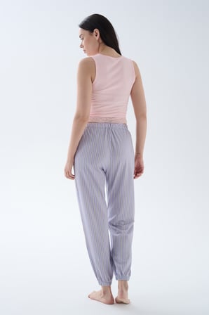 Kadın Pamuklu Kısa Kollu Uzun Pijama Takımı