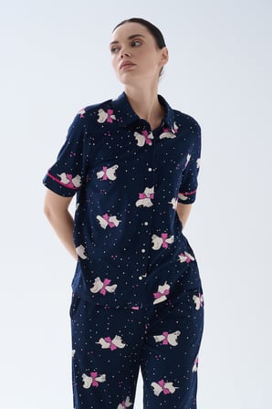 Kadın Pamuklu Pijama Üstü Gömlek