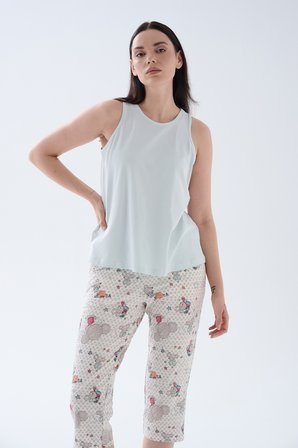 Kadın Pamuklu Kalın Askılı Atlet Pijama Üstü
