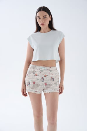 Kadın Pamuklu Kısa Kollu Pijama Üstü