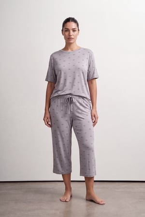Kadın Plus Size Viskoz Kısa Kollu Pijama Takımı
