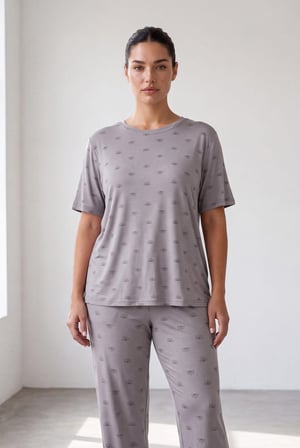 Kadın Plus Size Viskoz Kısa Kollu Pijama Takımı