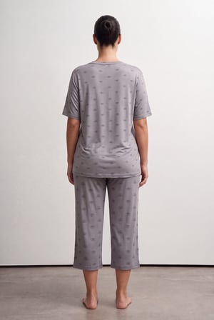 Kadın Plus Size Viskoz Kısa Kollu Pijama Takımı