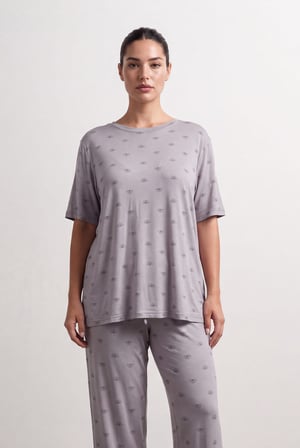 Kadın Plus Size Viskoz Kısa Kollu Pijama Takımı