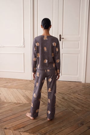 Kadın Pamuklu Uzun Kollu Pijama Takımı