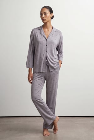 Kadın Viskoz Uzun Kollu Gömlek Pijama Takımı