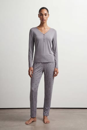 Kadın Viskoz Uzun Kollu Pijama Takımı