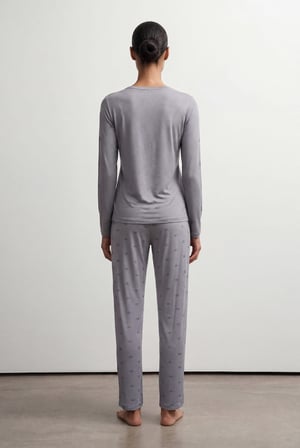 Kadın Viskoz Uzun Kollu Pijama Takımı