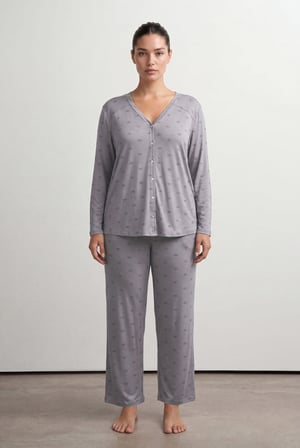 Kadın Plus Size Viskoz Uzun Pijama Altı
