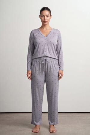 Kadın Plus Size Viskoz Uzun Pijama Altı