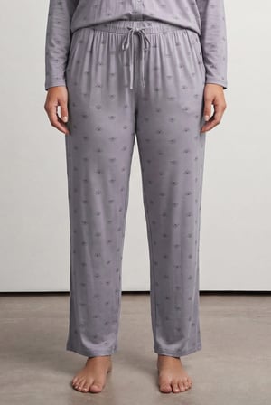 Kadın Plus Size Viskoz Uzun Kollu Gömlek Uzun Pijama Takımı