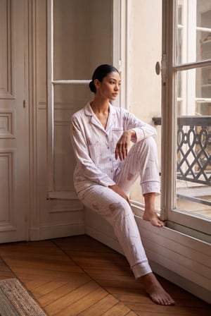 Kadın Pamuklu Uzun Kollu Gömlek Pijama Takımı