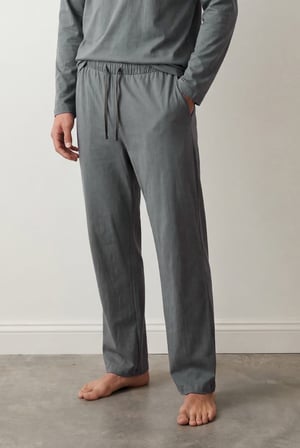 Erkek Pamuklu Uzun Kollu Pijama Üstü